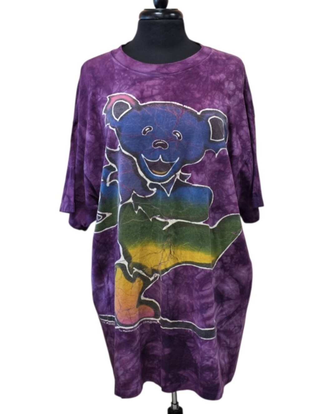 Grateful Dead Purple Tie-Dye Tee with Rainbow Bear Graphic